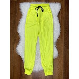 Settle Down Women's S Neon Yellow Nylon Joggers